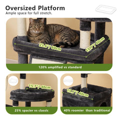 Heybly cat tree mid-level platforms promoting free movement for big felines