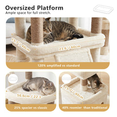 Heybly cat tree middle and top platforms enable easy observation and multi-level exploration