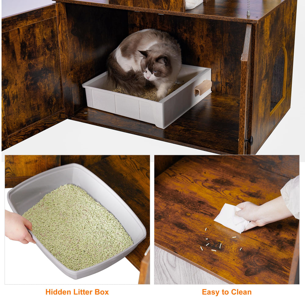 Heybly modern rustic cat condo blends with home décor while enriching space.