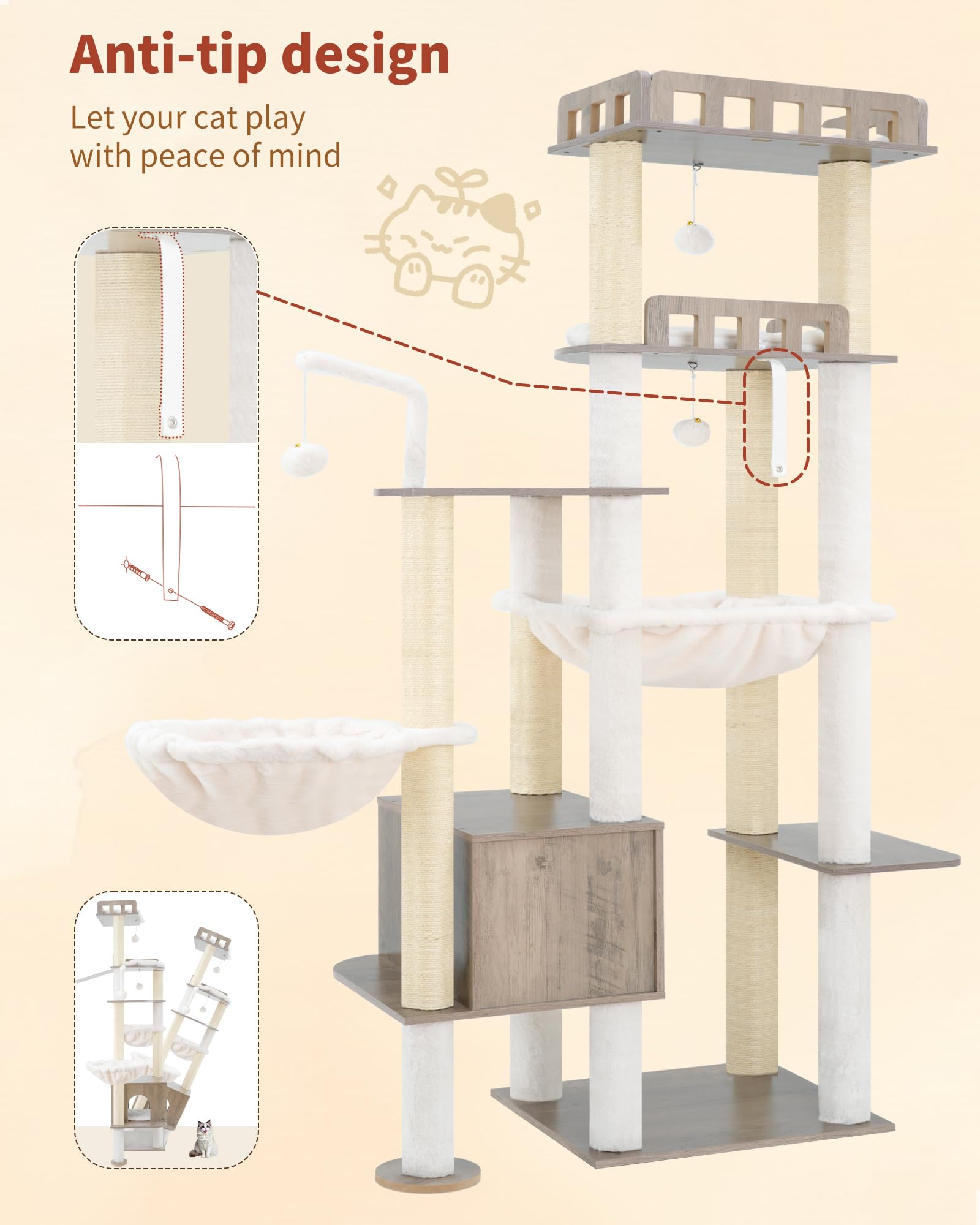 Heybly multi-cat play setup helps distribute resting spots across residents