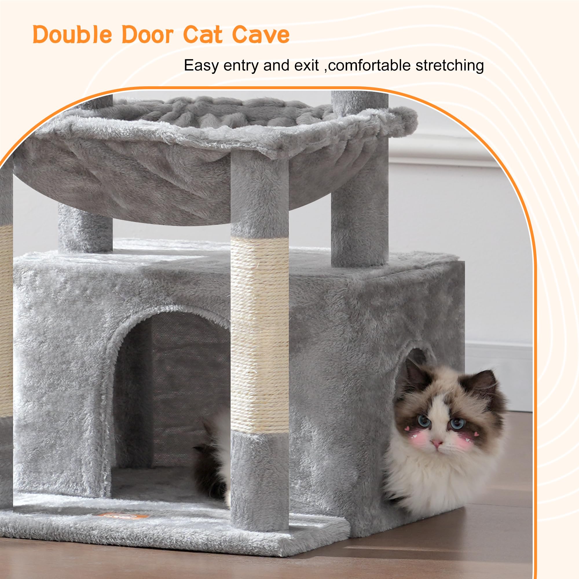 Heybly cat tree multi-layer design encourages climbing and exploration