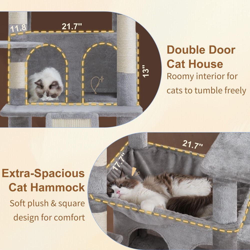 Heybly cat tree multi-level design encourages climbing and exploration in busy households.