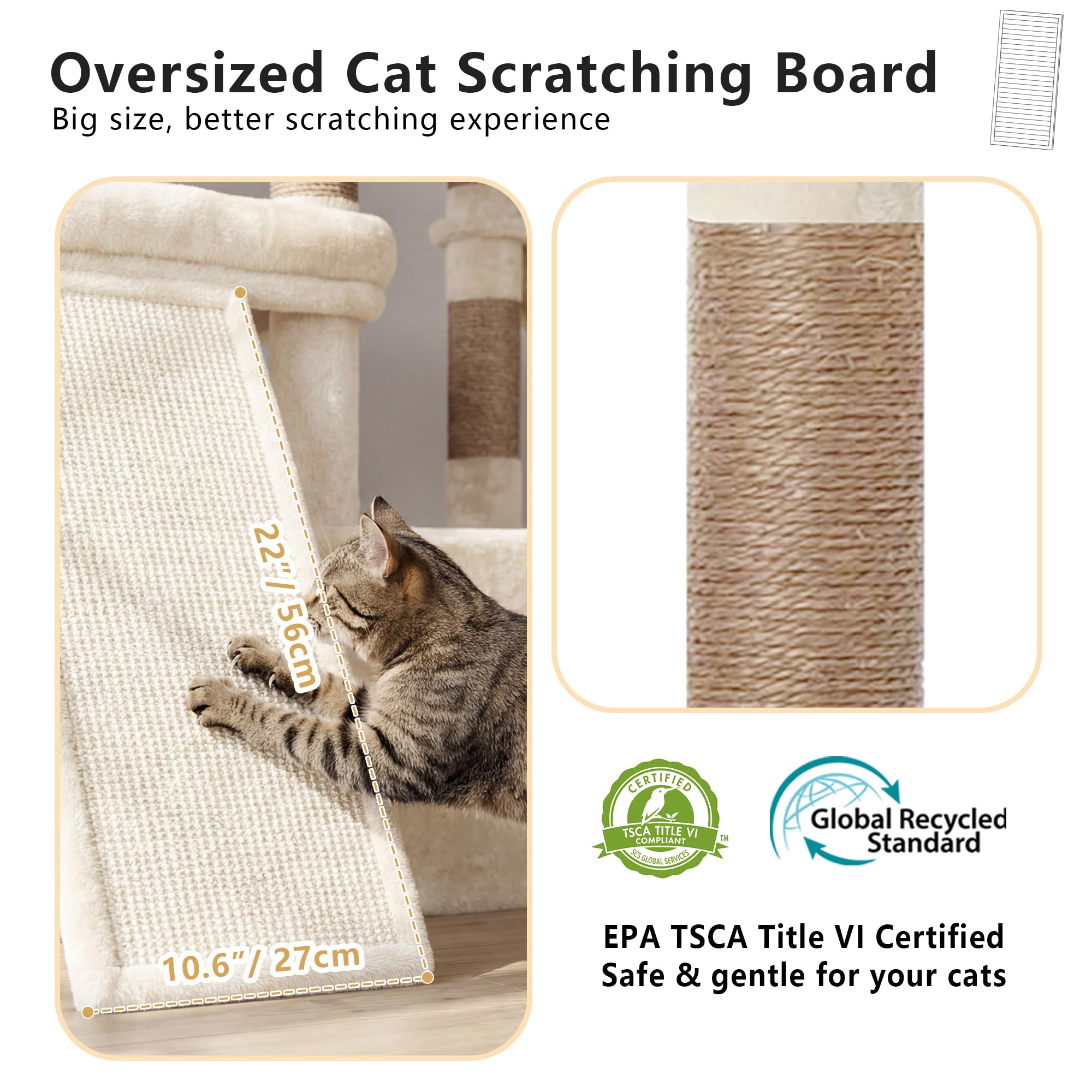 Heybly cat tree natural sisal posts satisfy scratching instincts and protect furniture