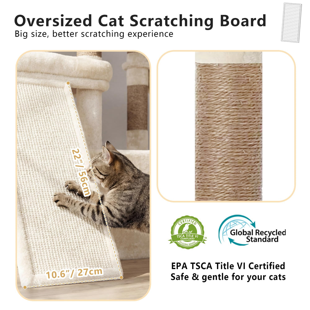 Heybly cat tree natural sisal posts satisfy scratching instincts and protect furniture