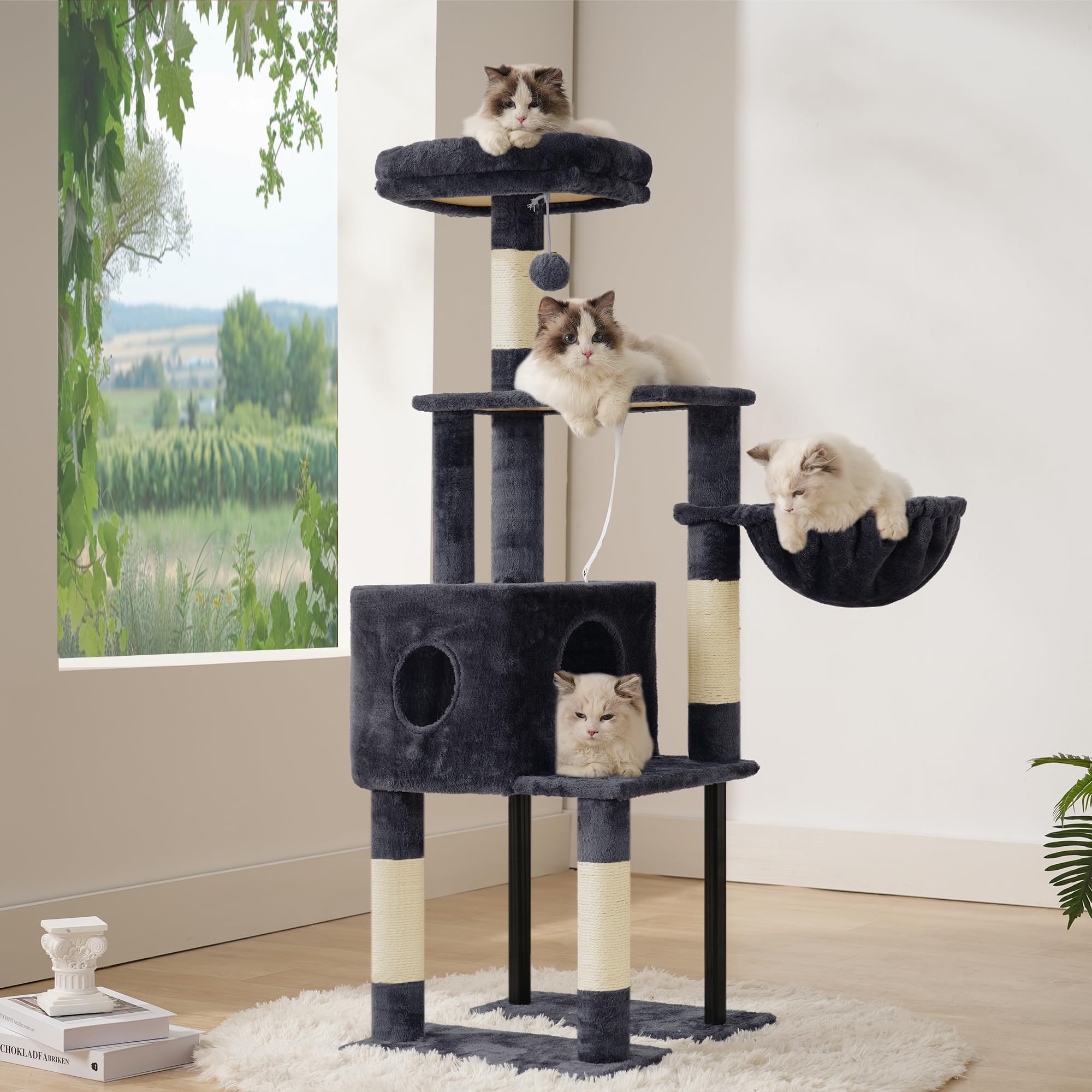 Heybly plush top perches invite lounging with a comfy vantage point.