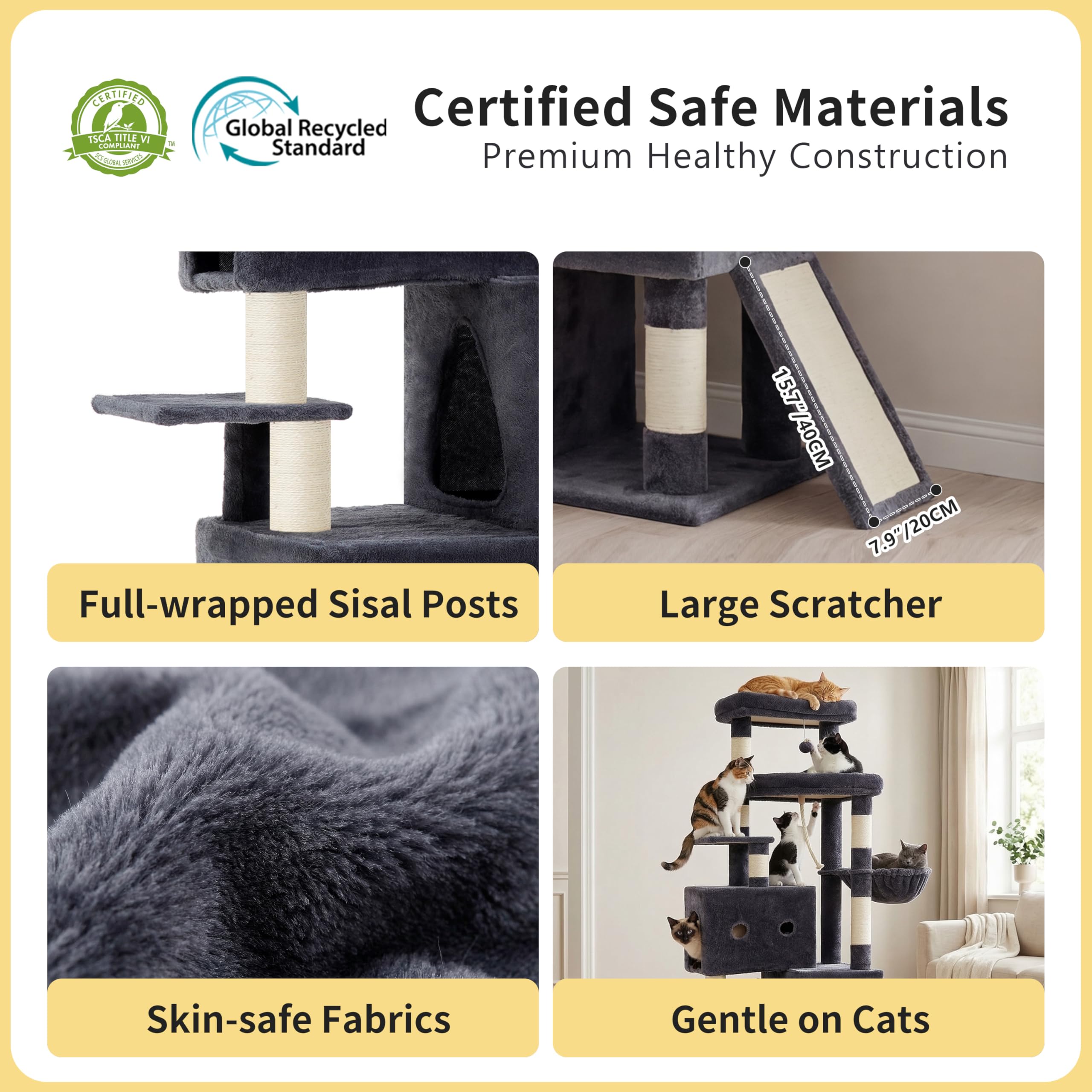 Heybly cat tree ramp provides easy access for large cats and seniors.