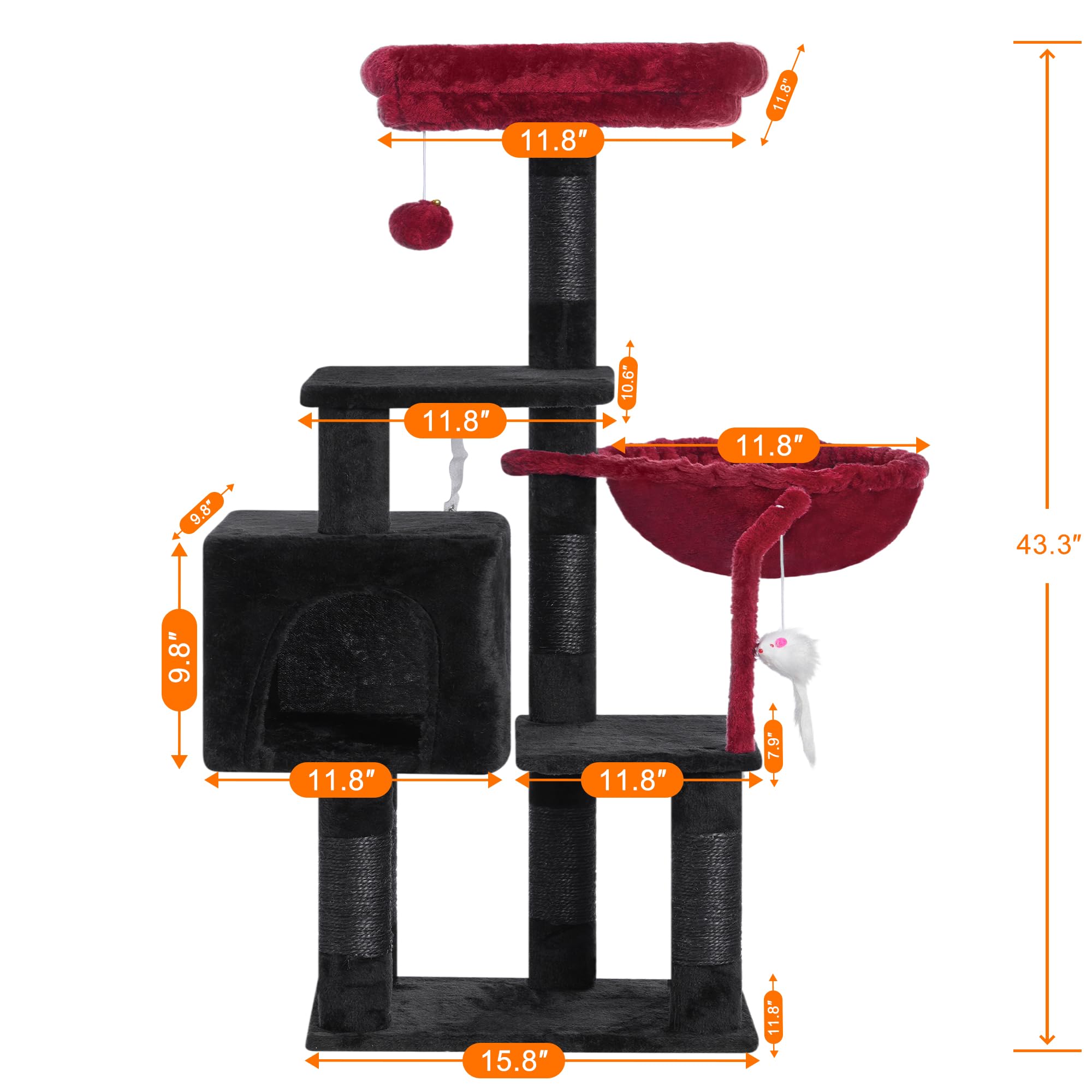 Heybly cat tree removable top perch doubles as a cozy nap spot.