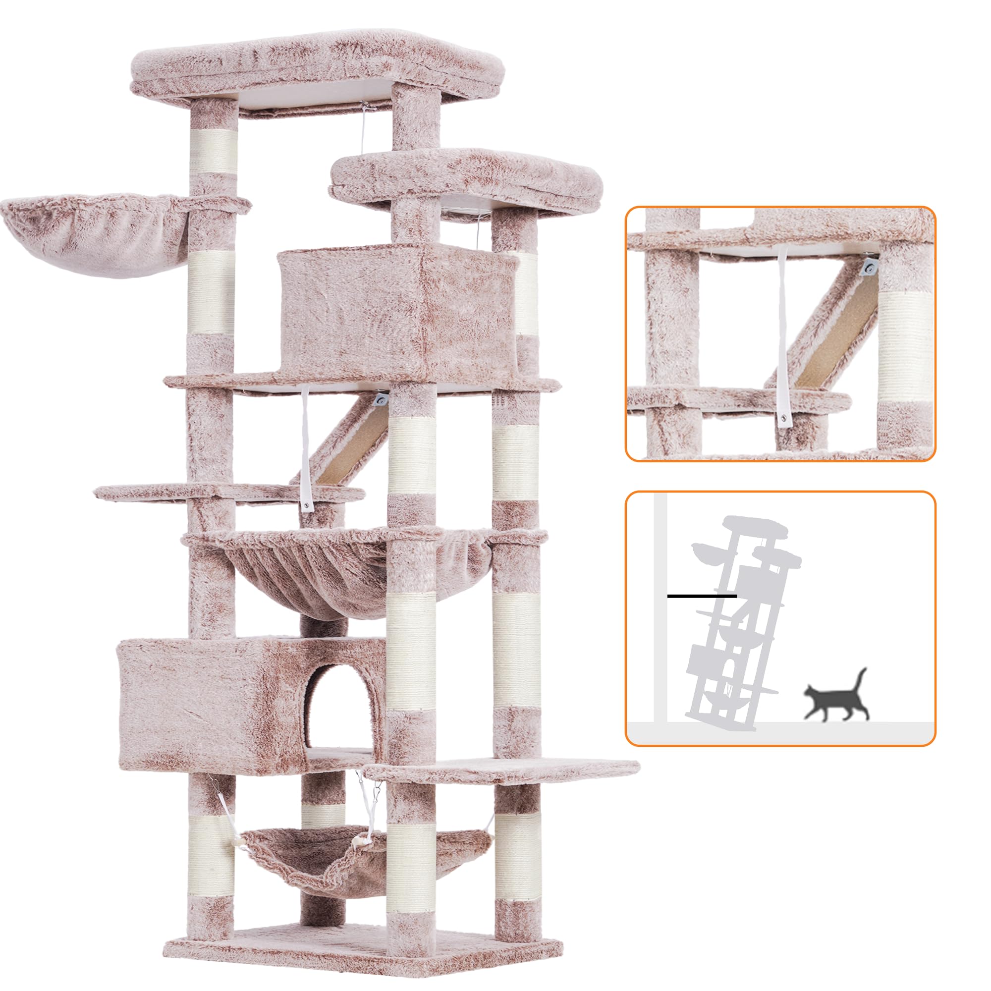 Heybly Cat Tree scratch pad promotes scratching and surface protection