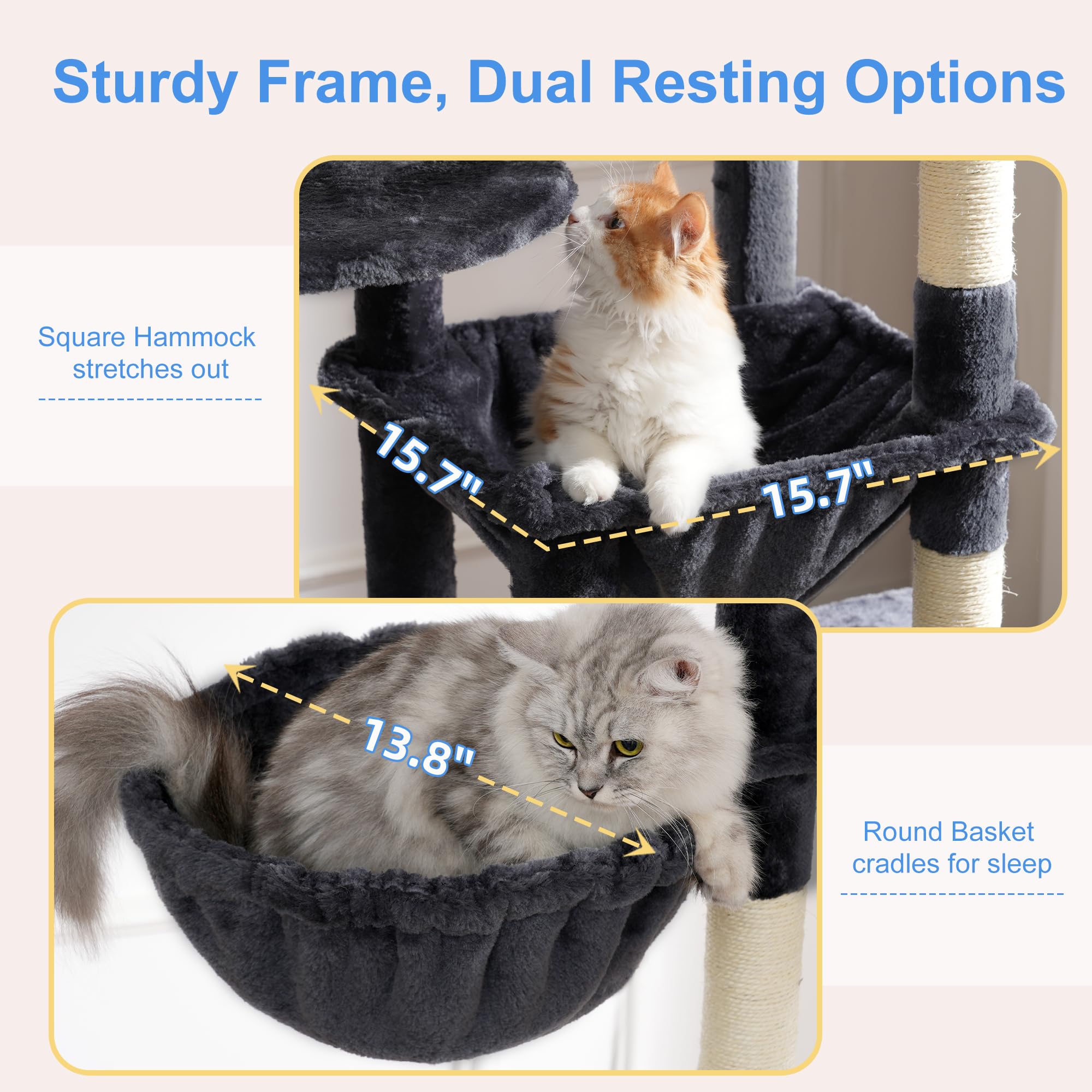 Heybly scratching posts protect furniture by satisfying claws.