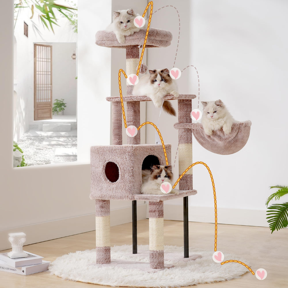 Heybly cat tree second top perch offers a quiet resting spot.