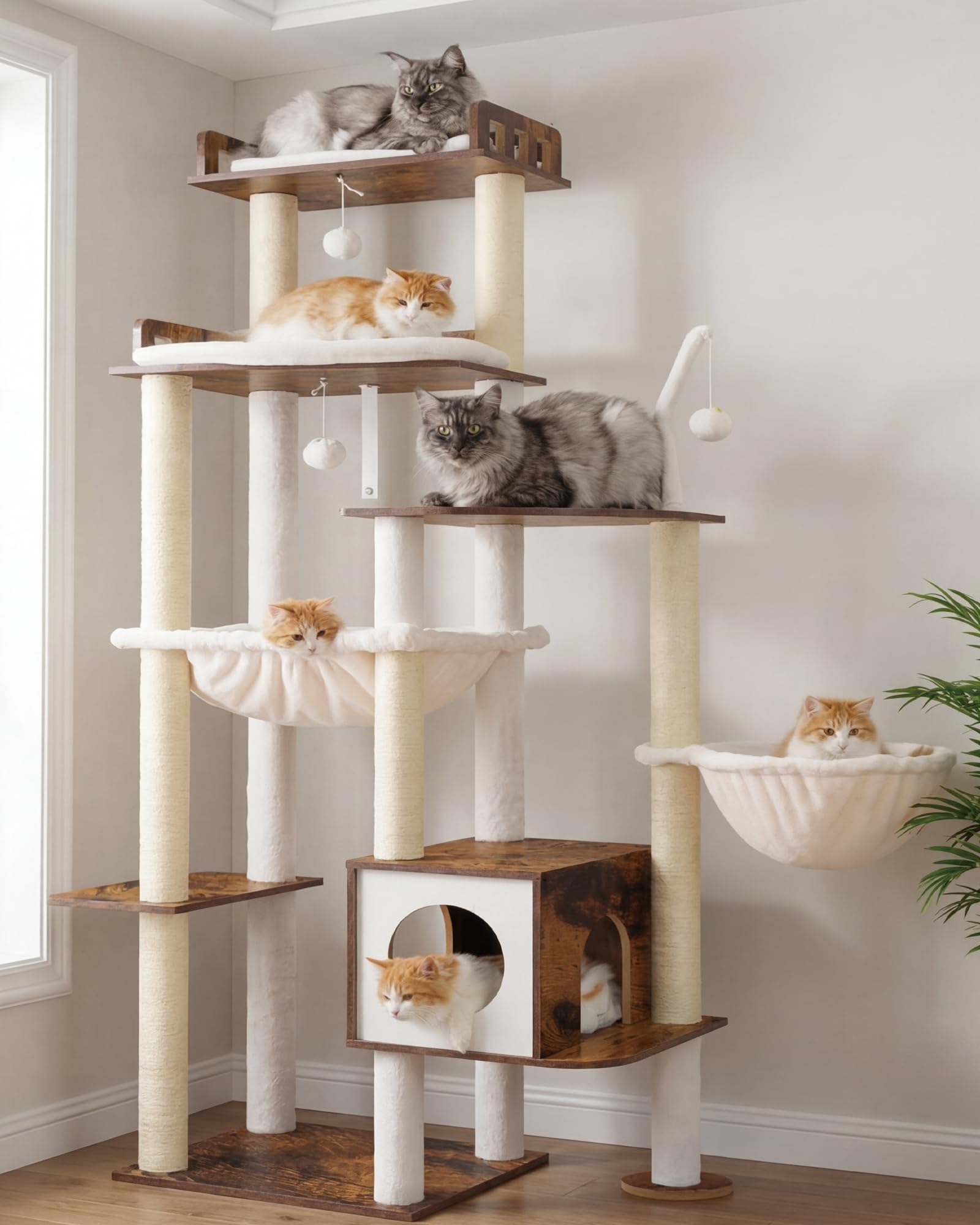 Heybly Cat Tree side extension supports stability for active cats