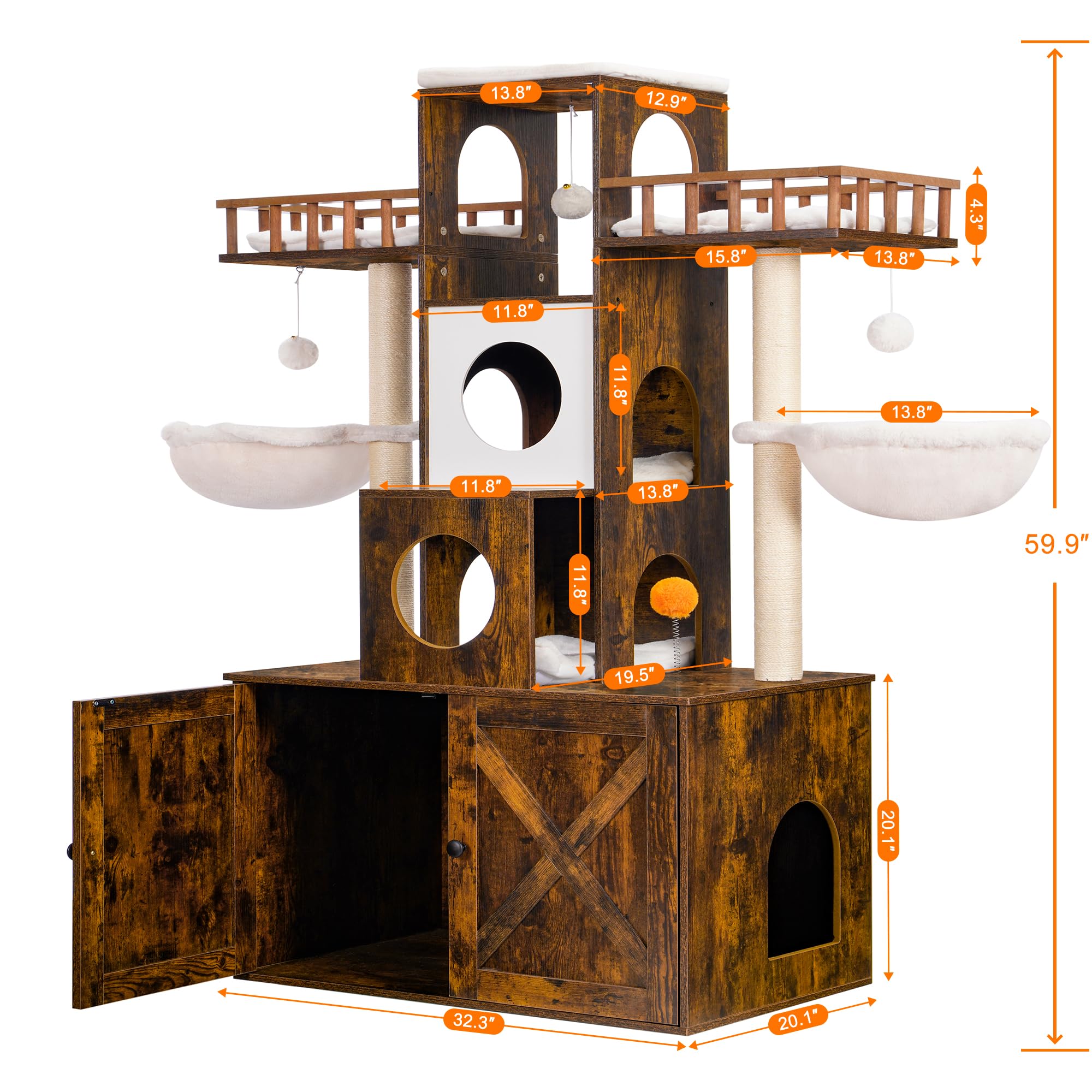 Heybly cat tree with sisal pillars invites scratching to protect furniture.