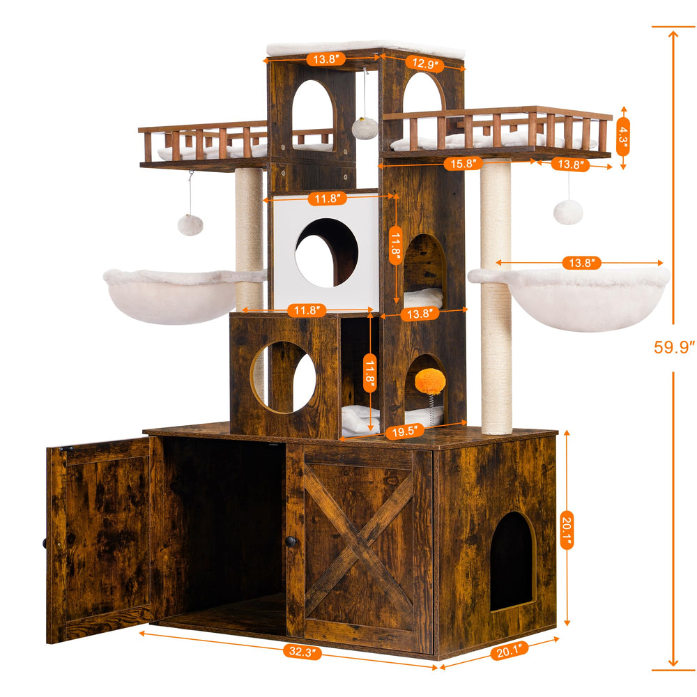 Heybly cat tree with sisal pillars invites scratching to protect furniture.
