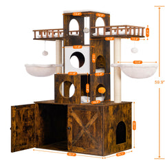 Heybly cat tree with sisal pillars invites scratching to protect furniture.