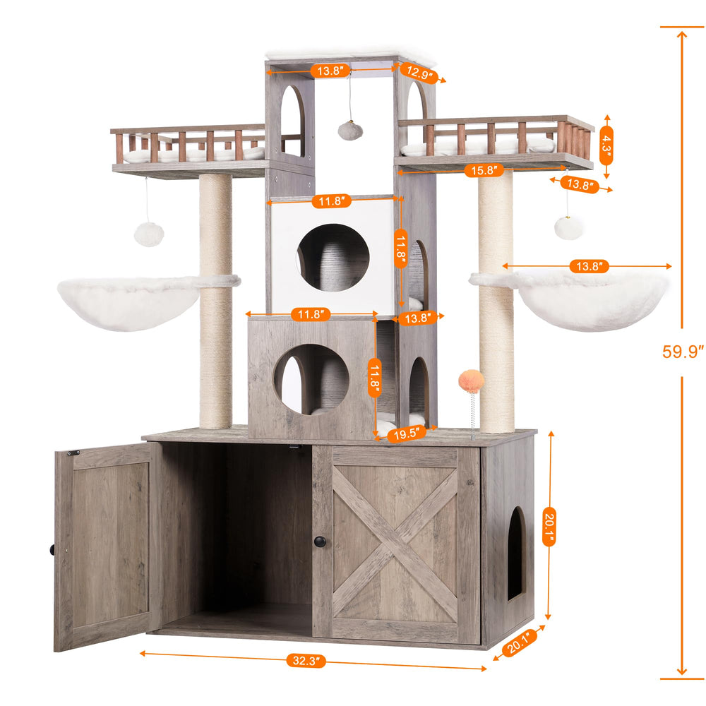 Heybly cat tree sisal pillars let cats sharpen claws from all directions.
