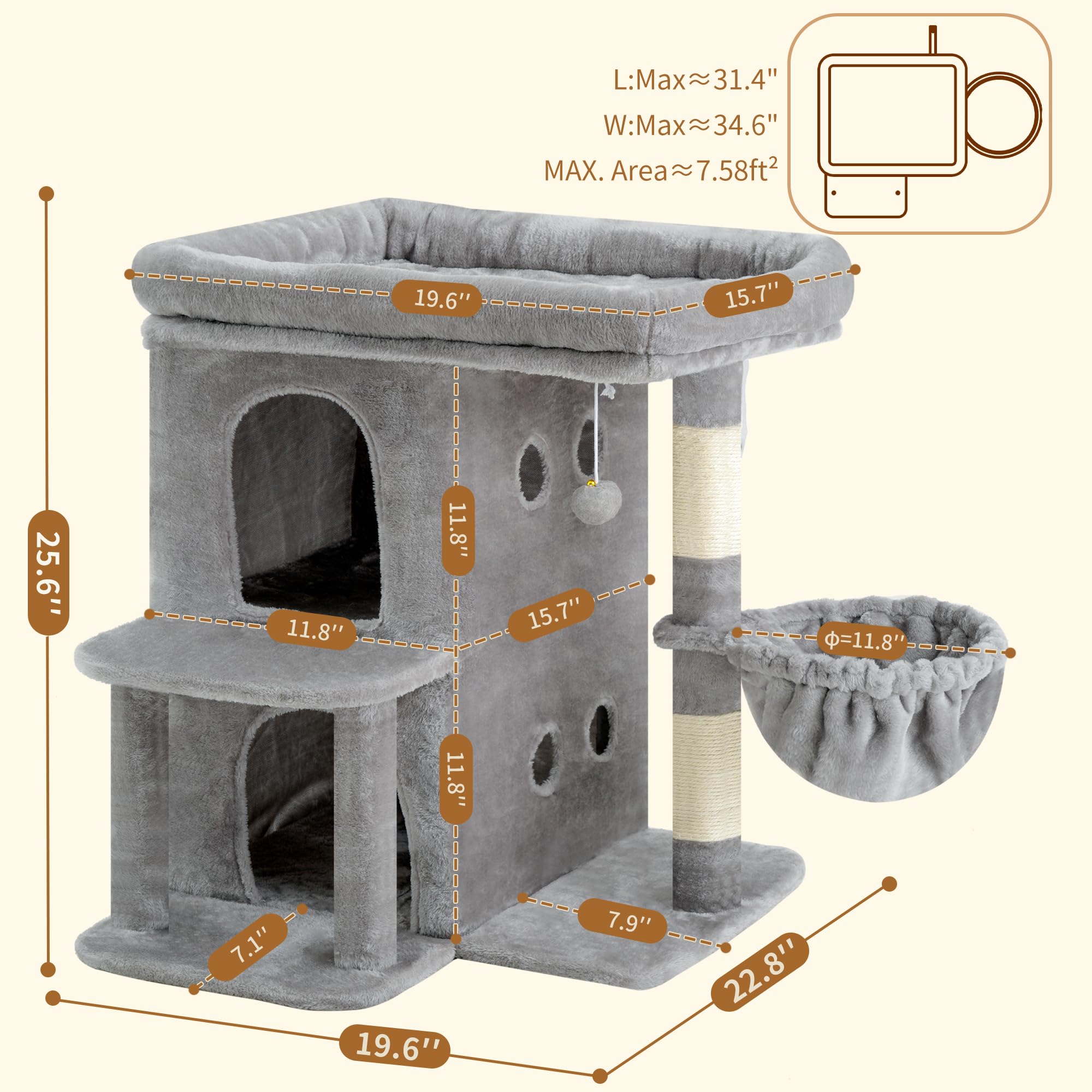 Heybly cat tree sisal post ideal for scratching and exercise