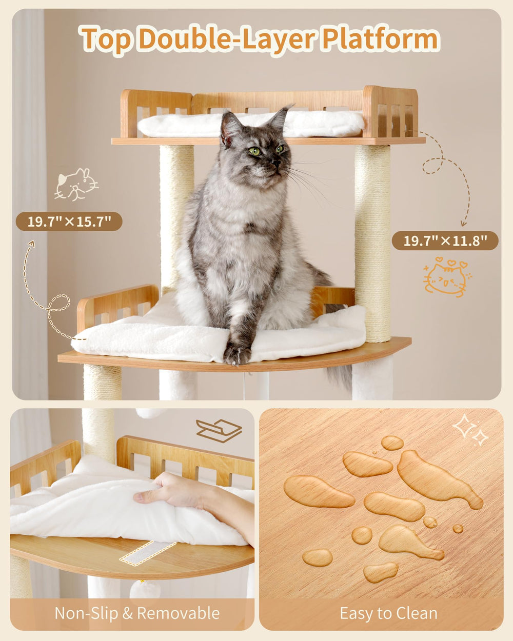 Heybly cat tree features natural sisal posts to encourage claw care
