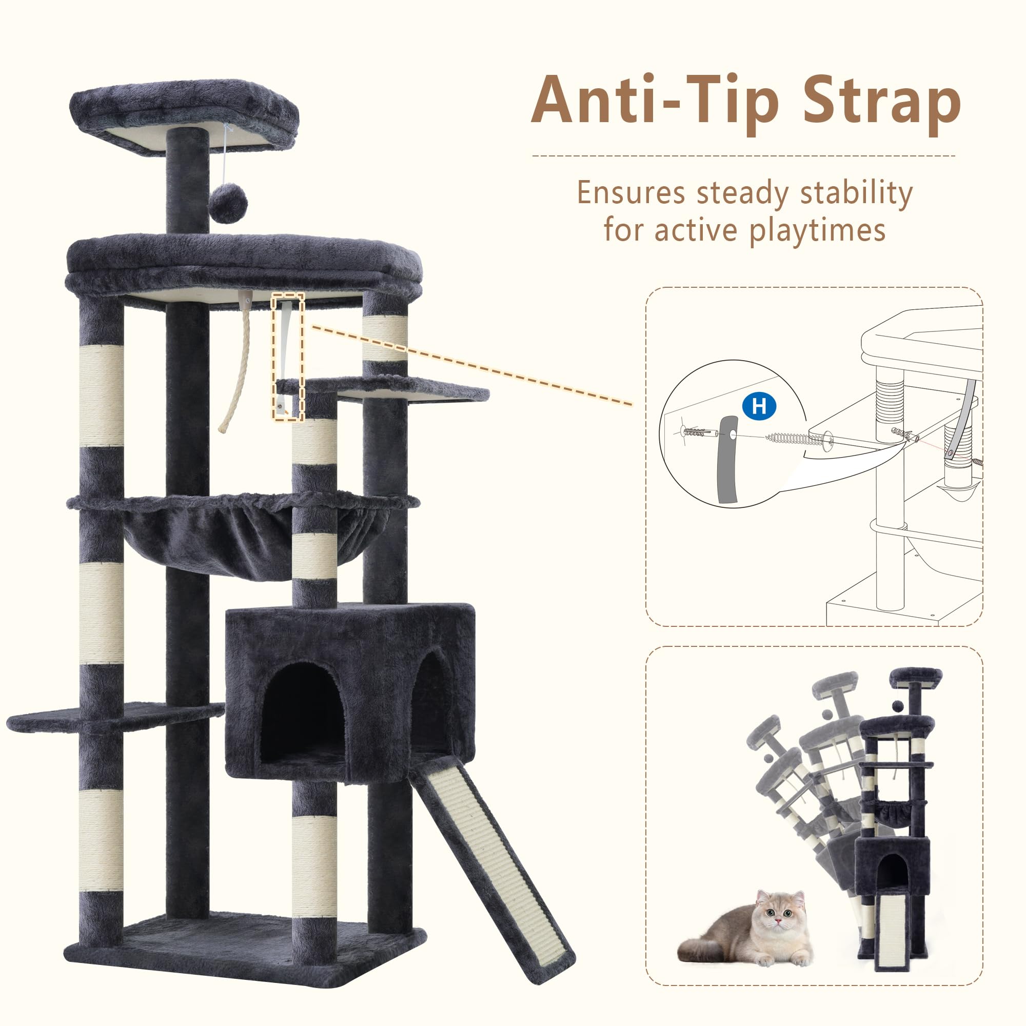 Heybly cat tree sisal posts collection for natural scratching.