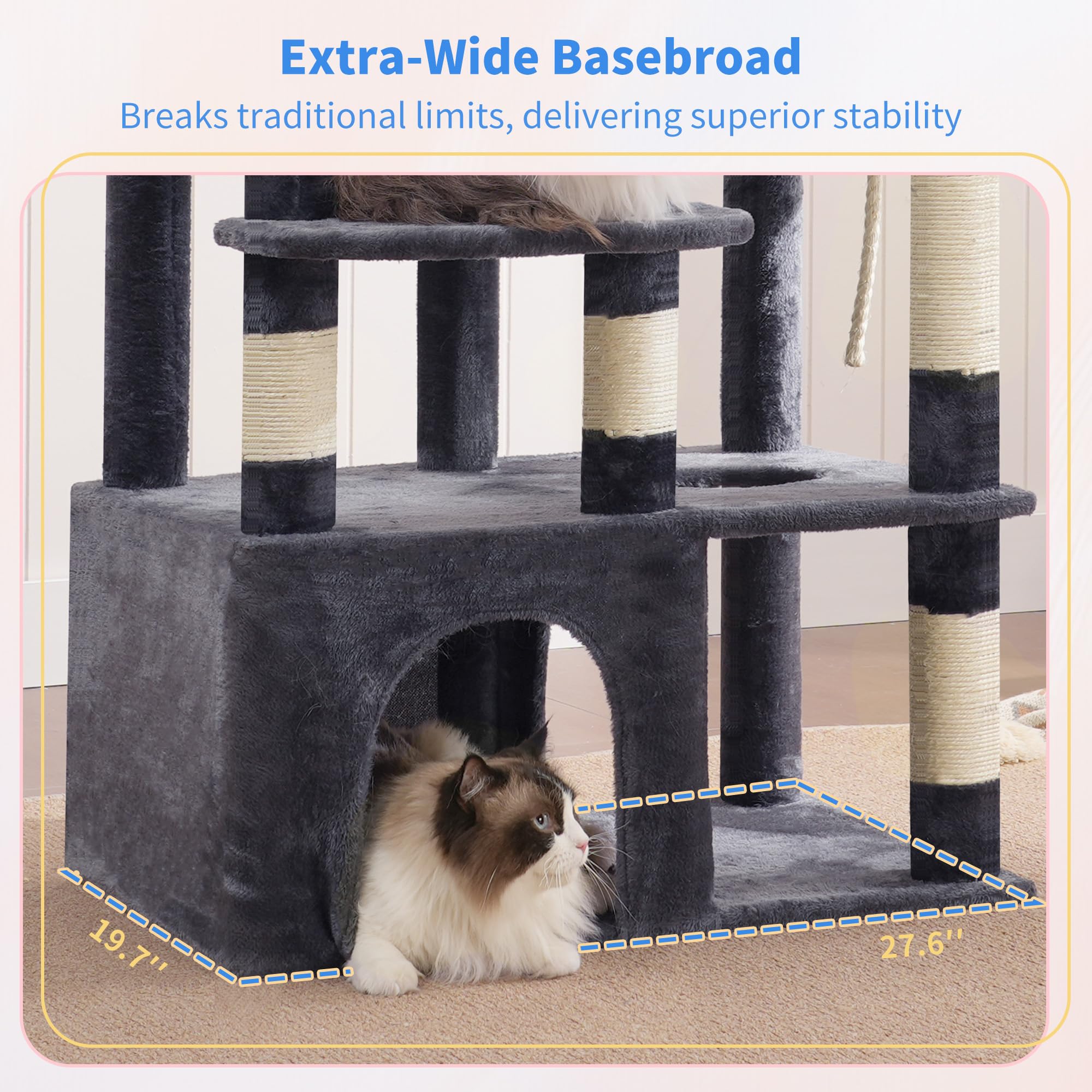 Heybly cat tree sisal posts satisfy scratching instincts while protecting furniture.