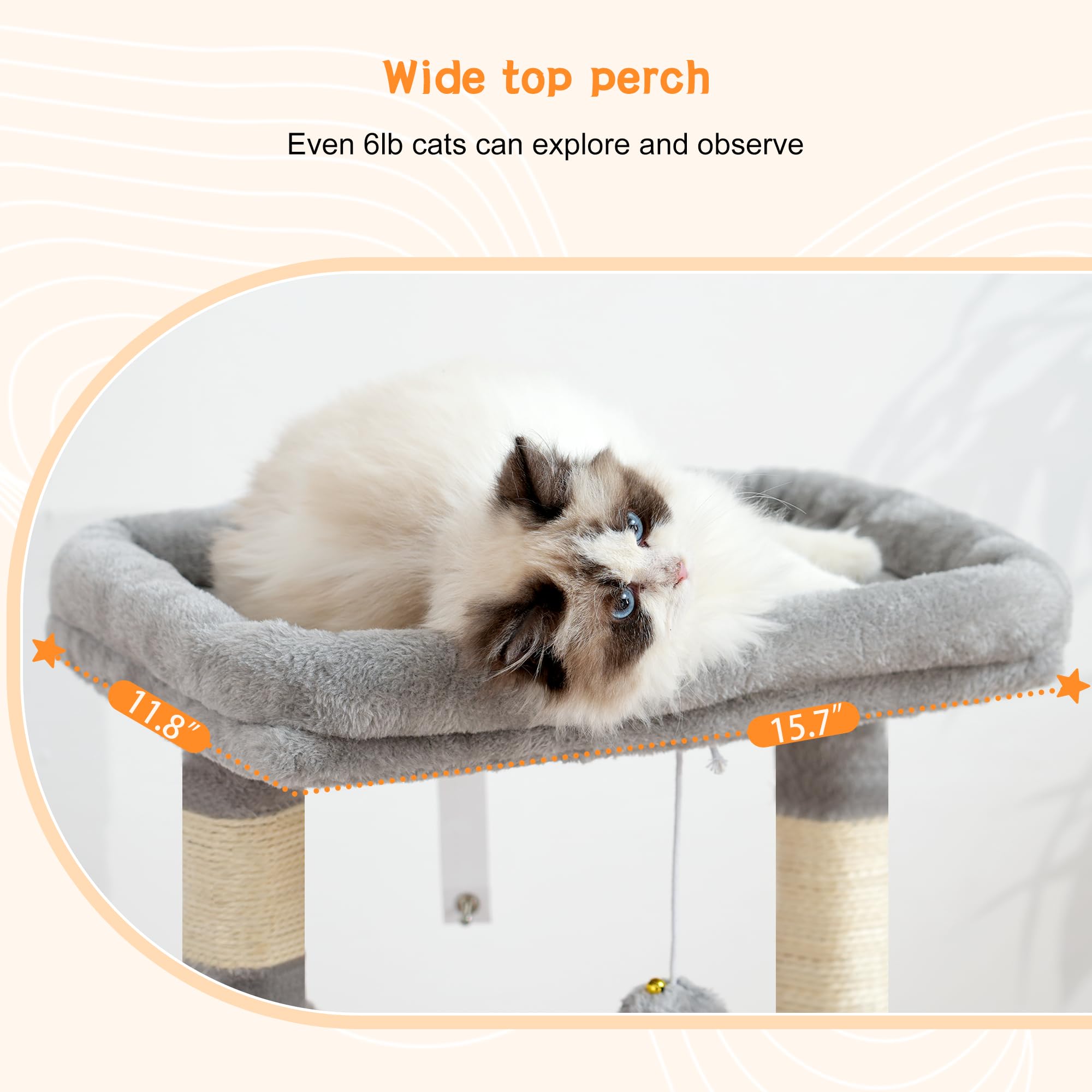 Heybly cat tree with six sisal posts aids claw care and play