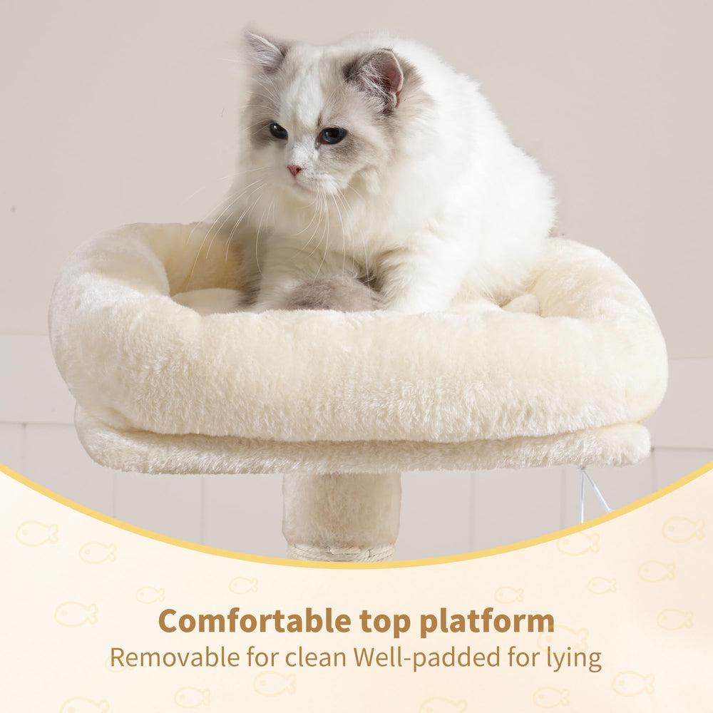 Heybly cat tree with sisal posts promotes satisfying scratching behavior.
