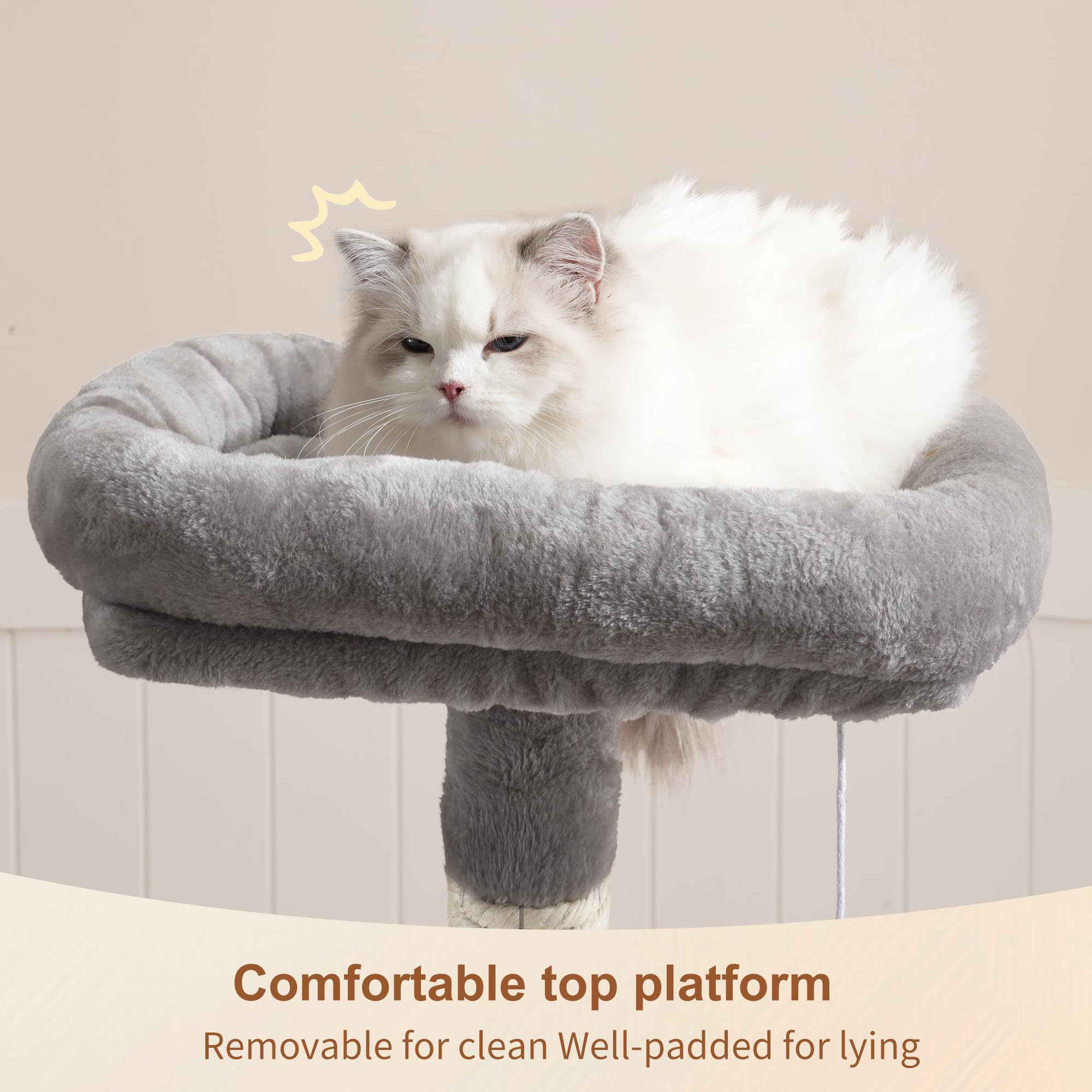 Heybly cat tree with sisal posts for durable scratching and long-lasting activity.