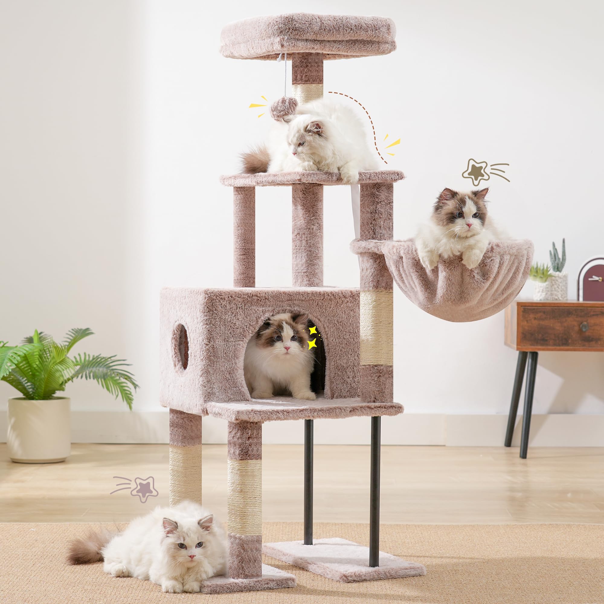 Heybly cat tree sisal scratching posts promote natural scratching.