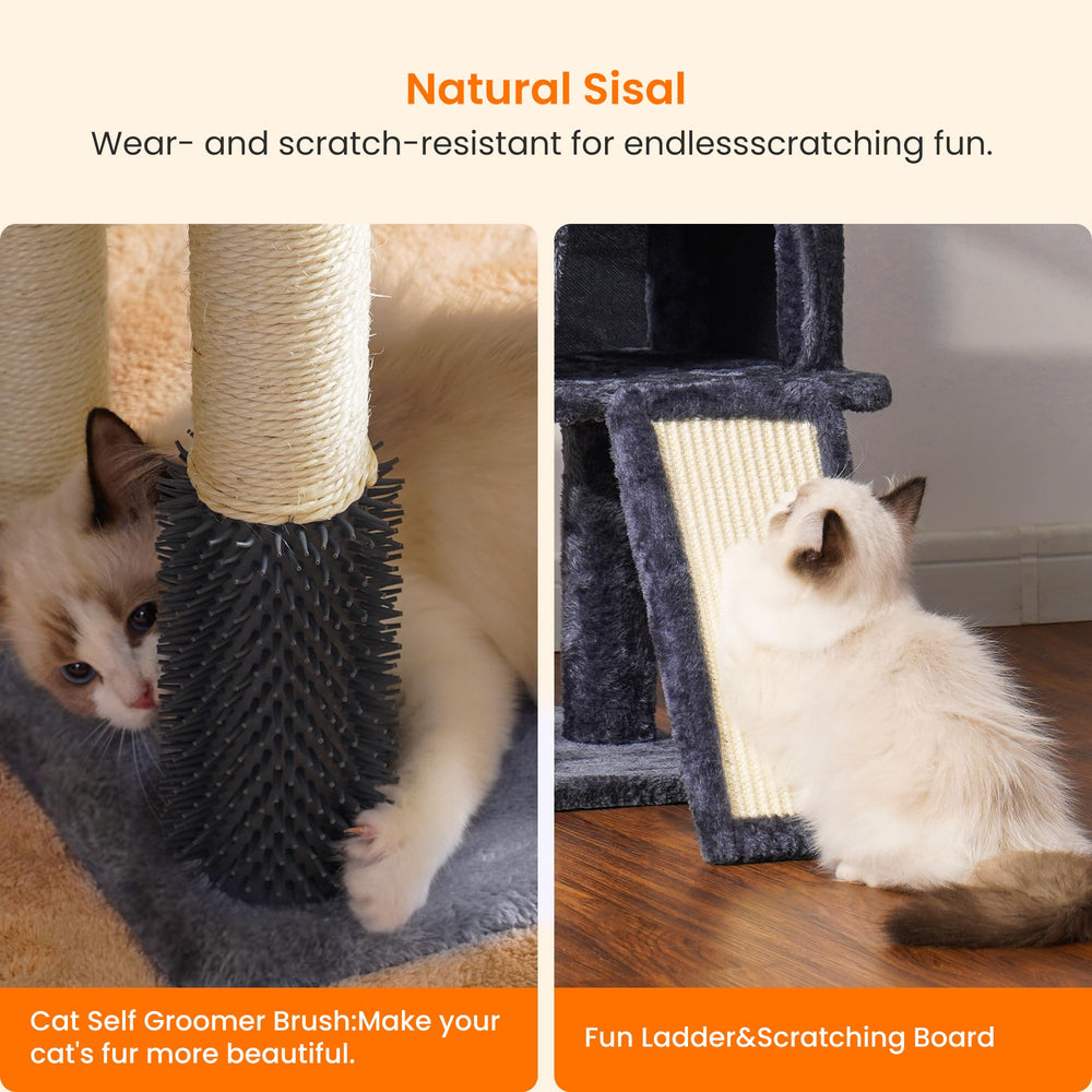 Heybly Smoky Gray Cat Tree fits modern homes with neutral, cozy style