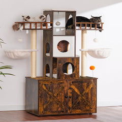 Heybly cat tree with two soft baskets for cozy hideaways.