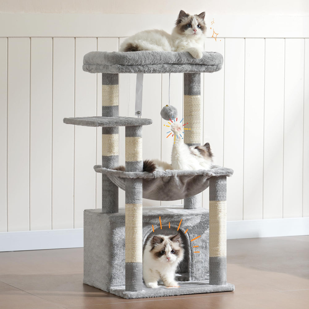 Heybly cat tree soft plush interior provides gentle touch