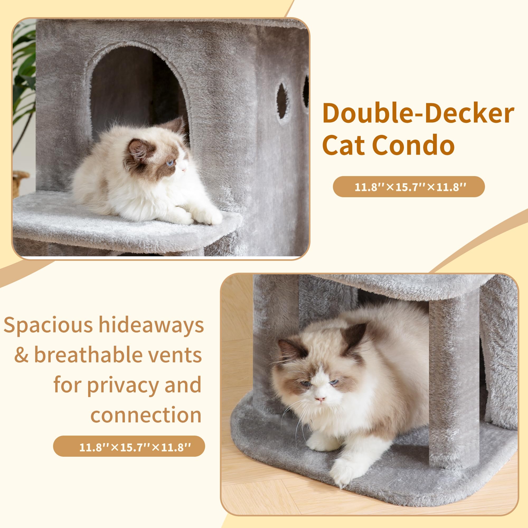 Heybly cat tree soft plush fabric comforts paws and naps
