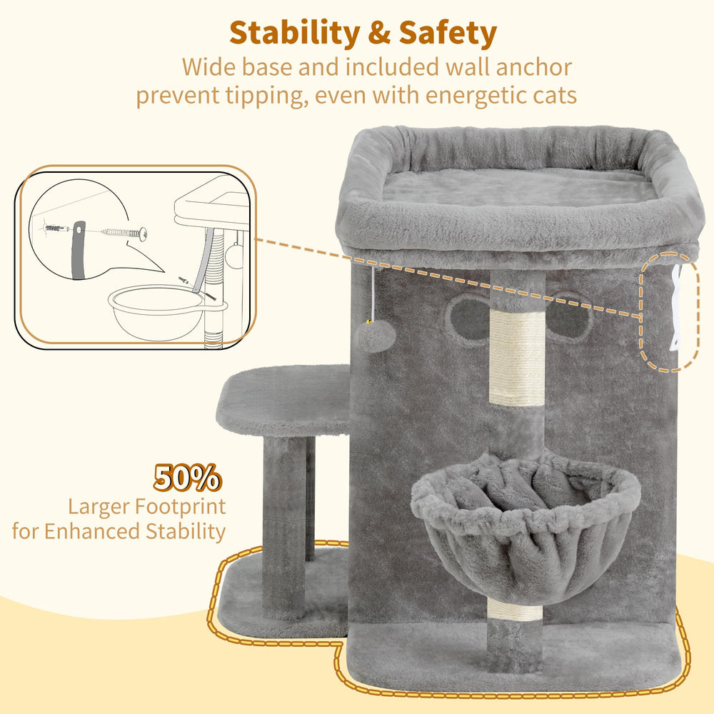 Heybly cat tree space-saving design fits small rooms