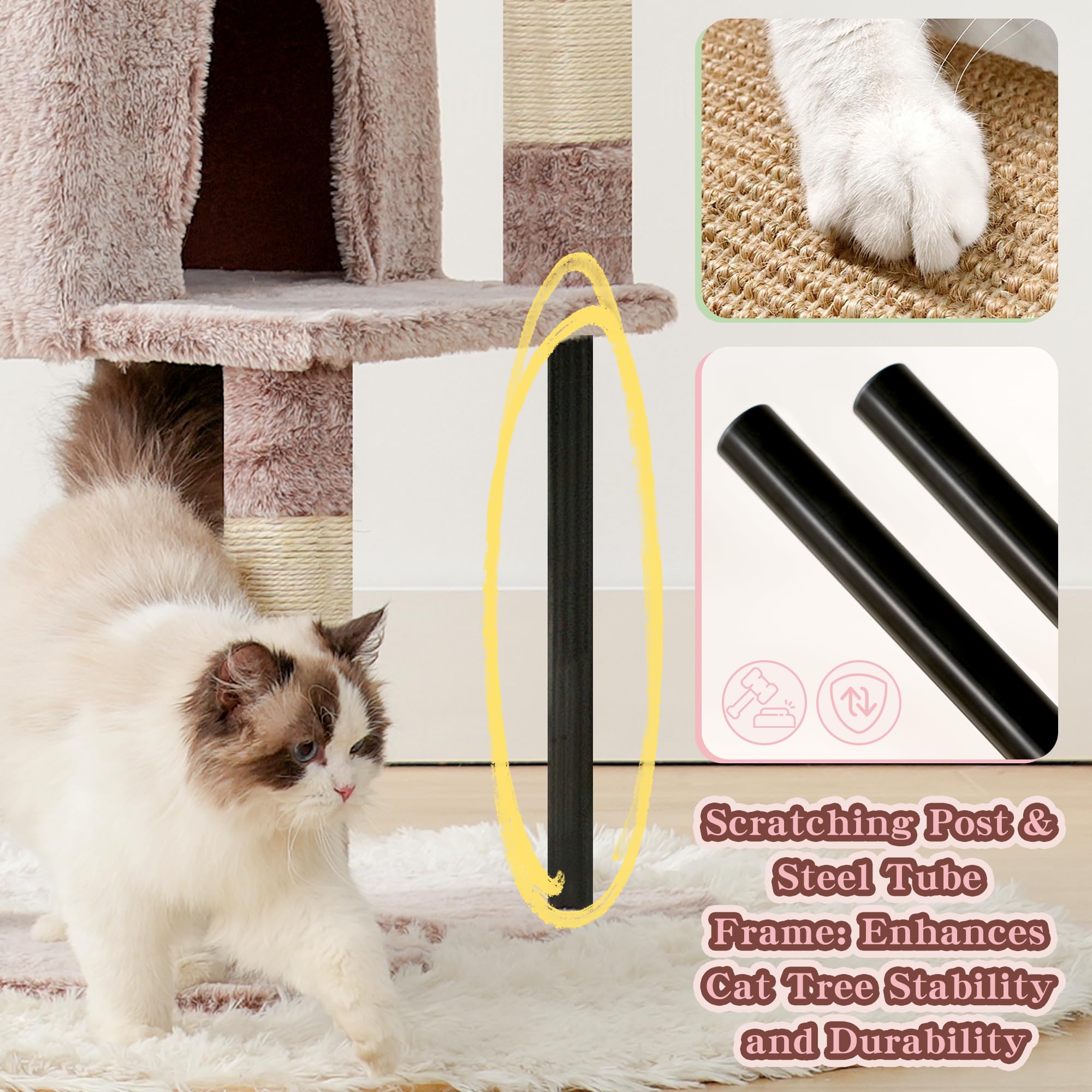 Heybly cat tree spacious nap area enhances lounging.