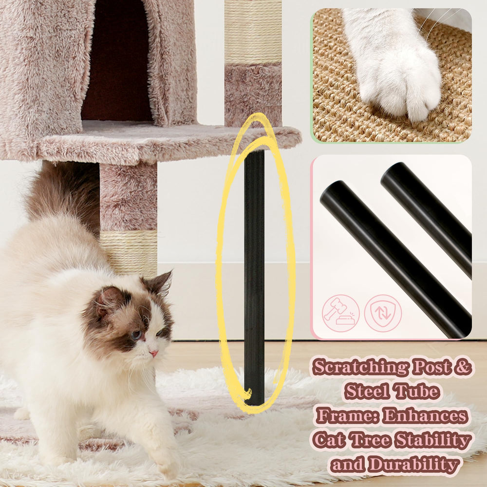 Heybly cat tree spacious nap area enhances lounging.