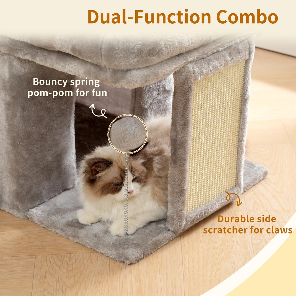 Heybly Cat Tree stable base prevents tipping for safe lounging.