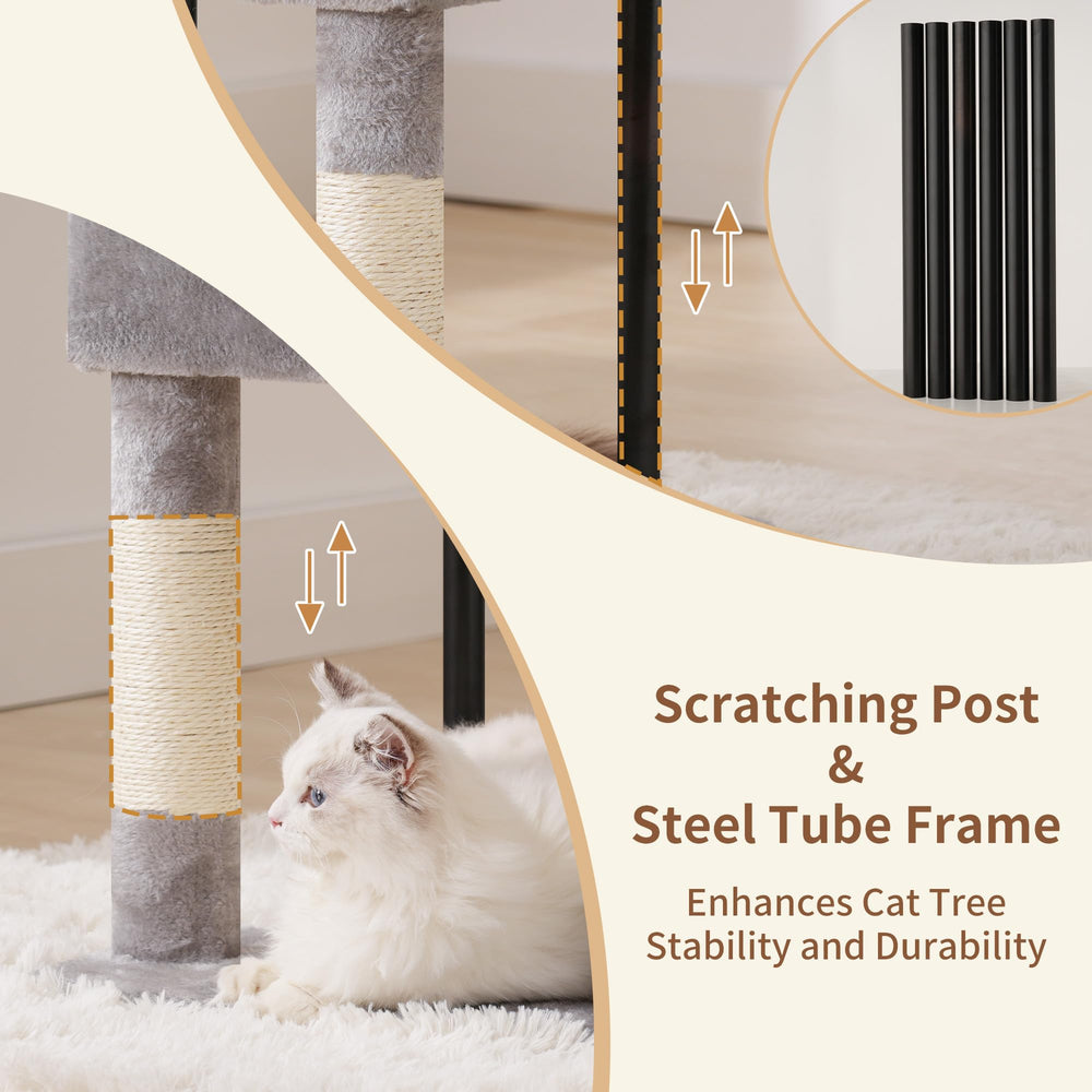 Heybly Cat Tree sturdy iron pipes ensure durable support for climbers.