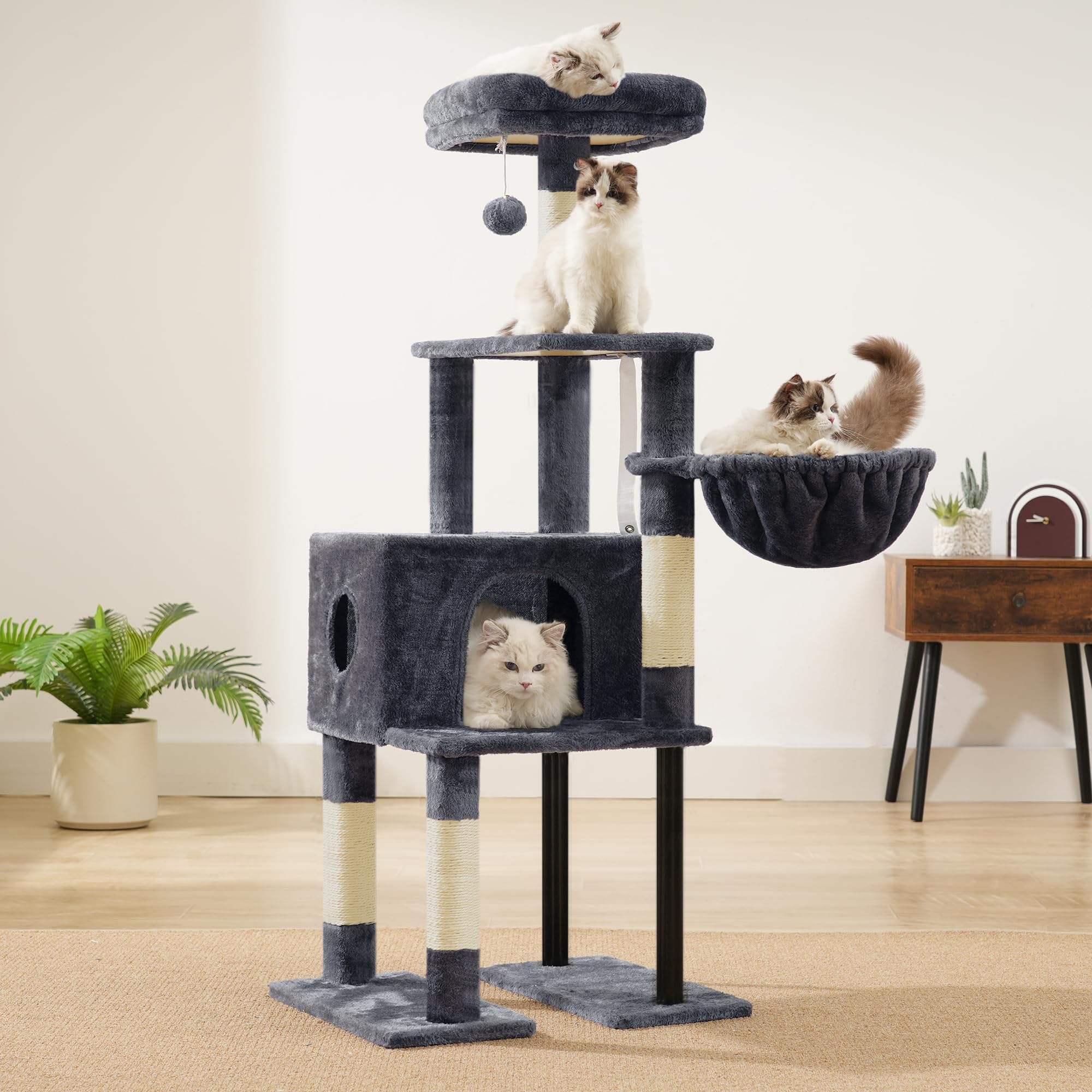 Heybly cat tree sturdy steel tubes ensure solid support and durability.
