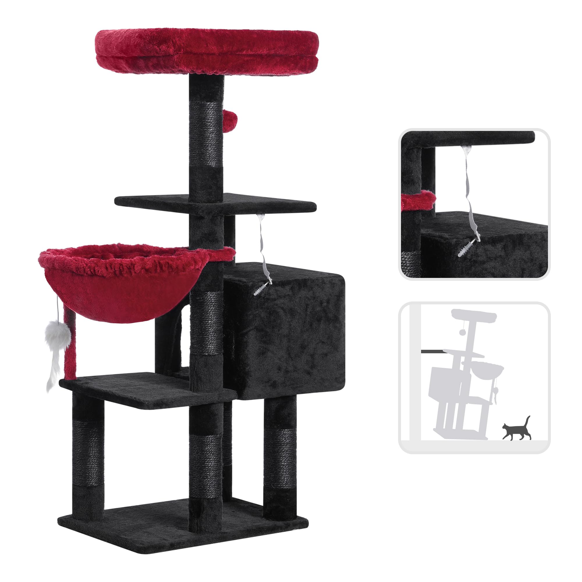 Heybly cat tree teaser stick enhances interactive play with cats.