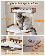 Heybly Cat Tree top perch 19in x 11in with non-slip cushion for lounging