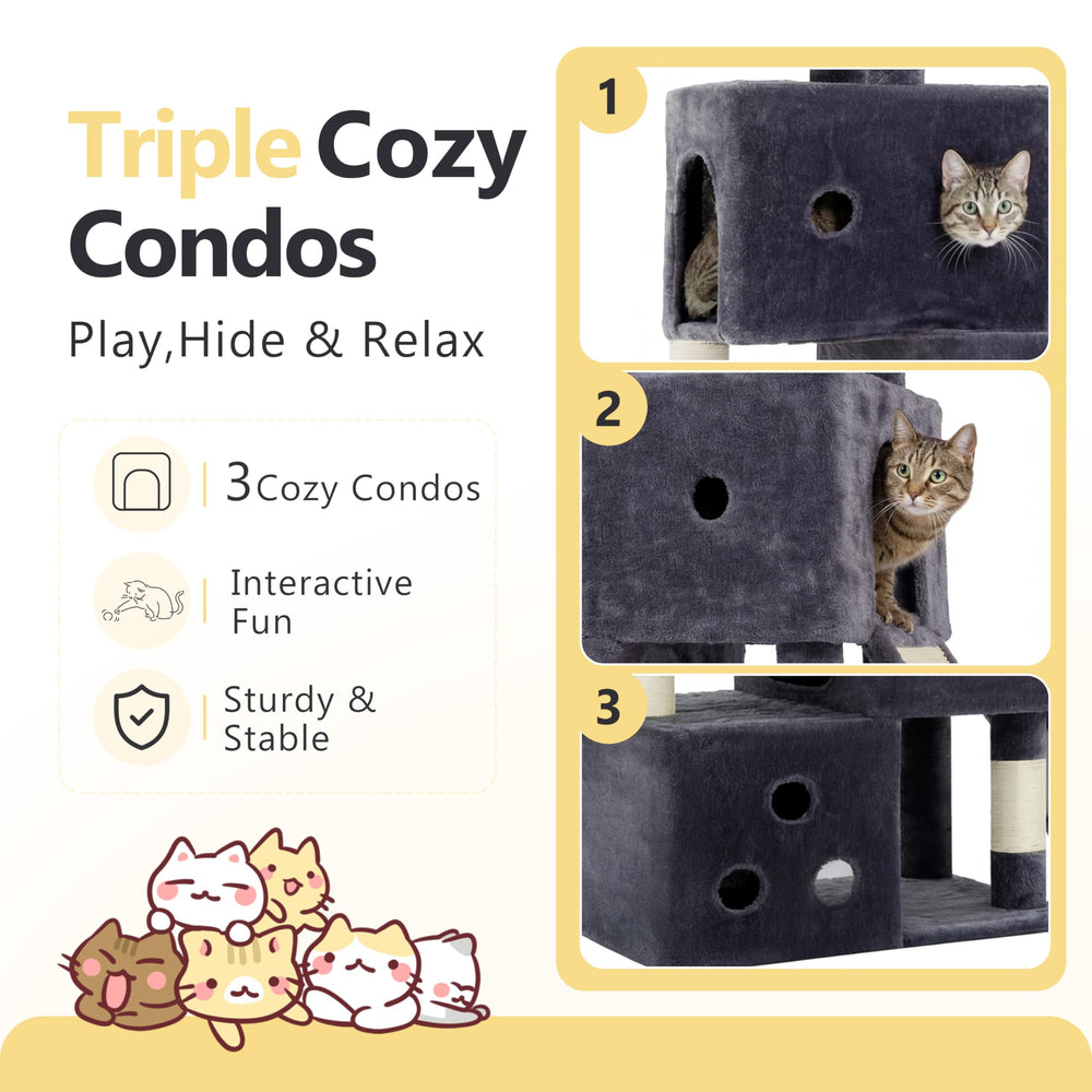 Heybly cat tree top-perch offers spacious lounging and a view.