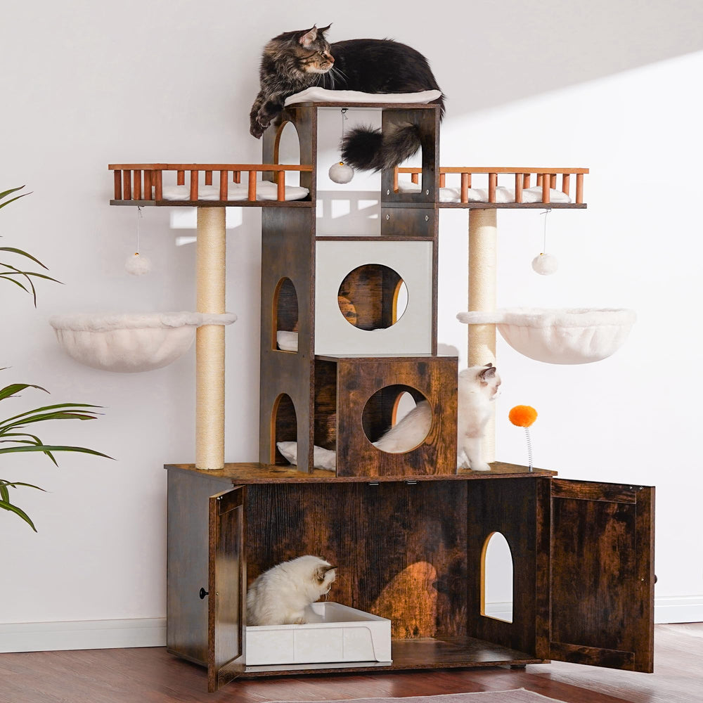 Heybly cat tree top perches provide elevated views and safe resting spots.