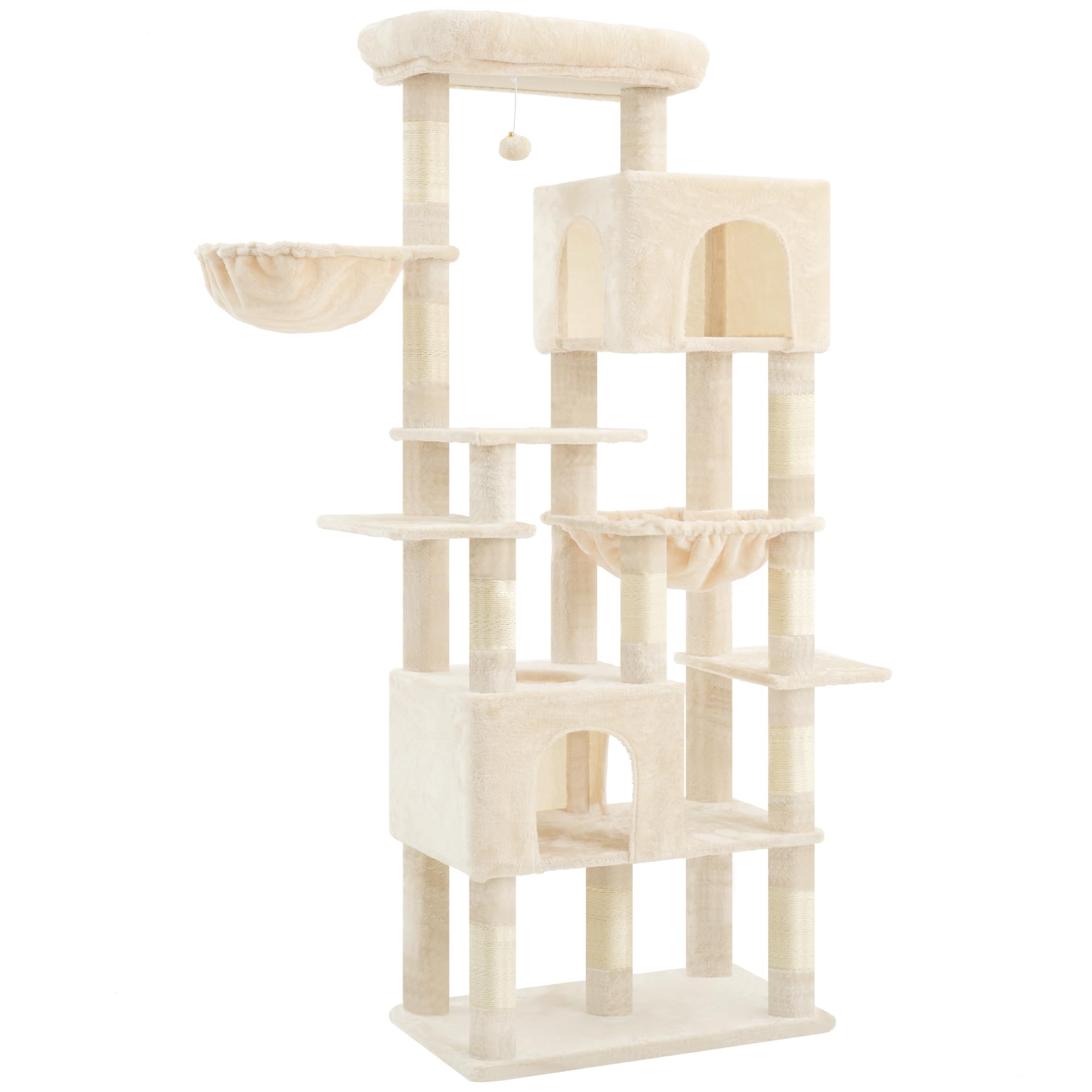 Heybly cat tree offers two hammocks for cozy naps.