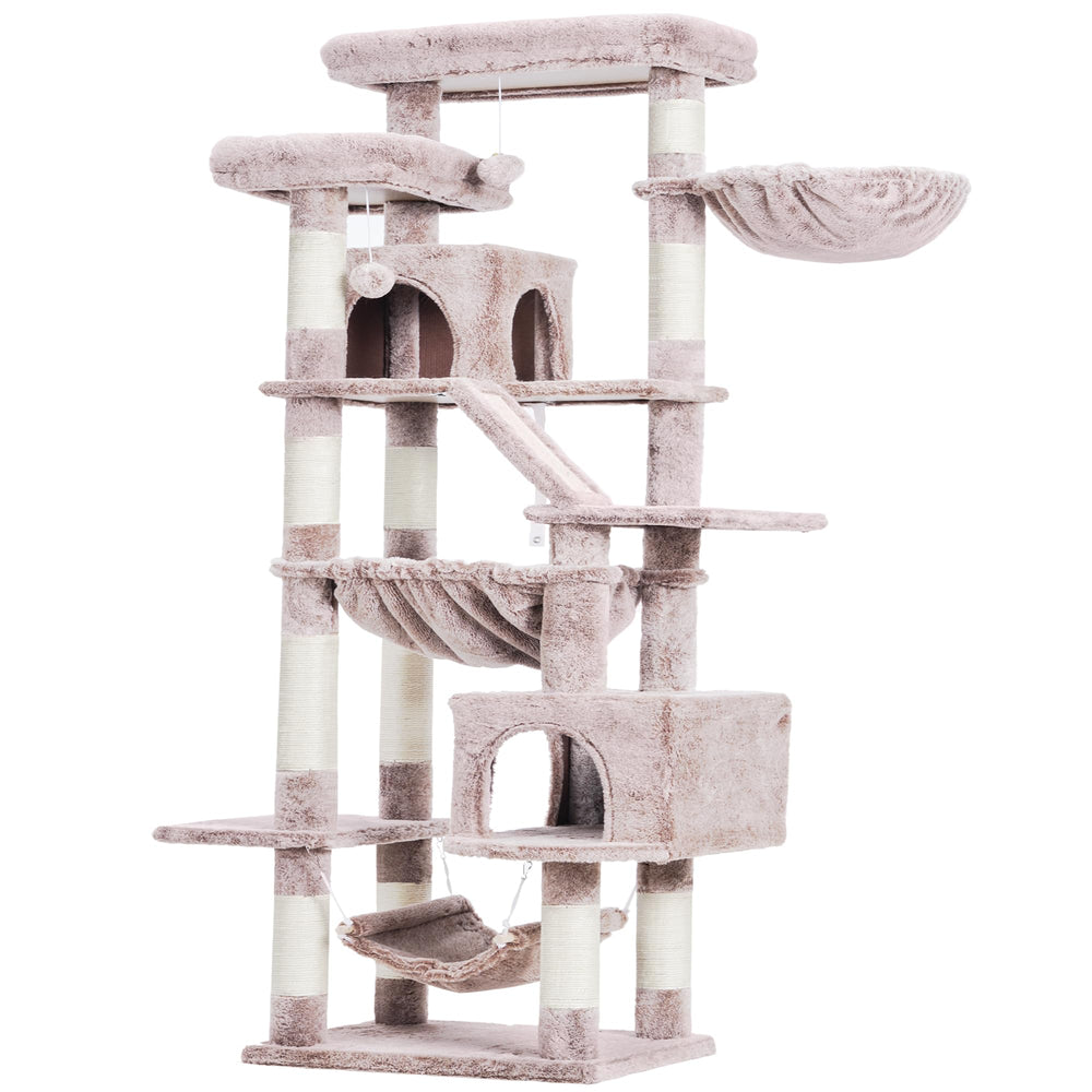 Heybly Cat Tree two spacious caves offer privacy and naps for cats