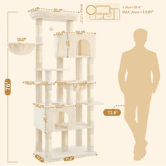 Heybly cat tree wide base stability enhances safety during play.