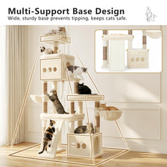 Heybly cat tree wide bottom perch provides a spacious lounging area for big cats