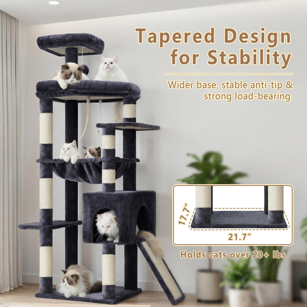 Heybly heavy-duty cat tree anti-tip device adds safety during play.