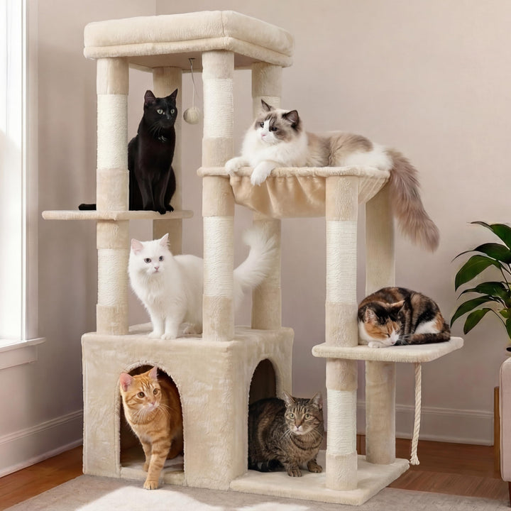 Heybly Heavy Duty Cat Tree baseboard provides extra stability for active cats