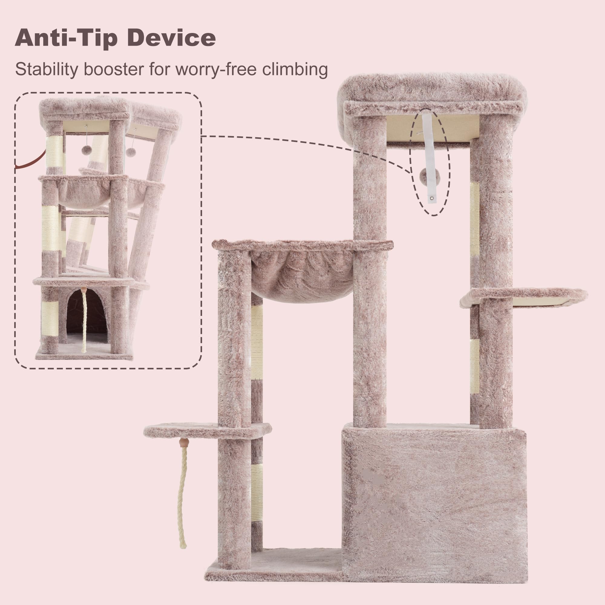 Heybly heavy-duty cat tree easy assembly with included toolkit.