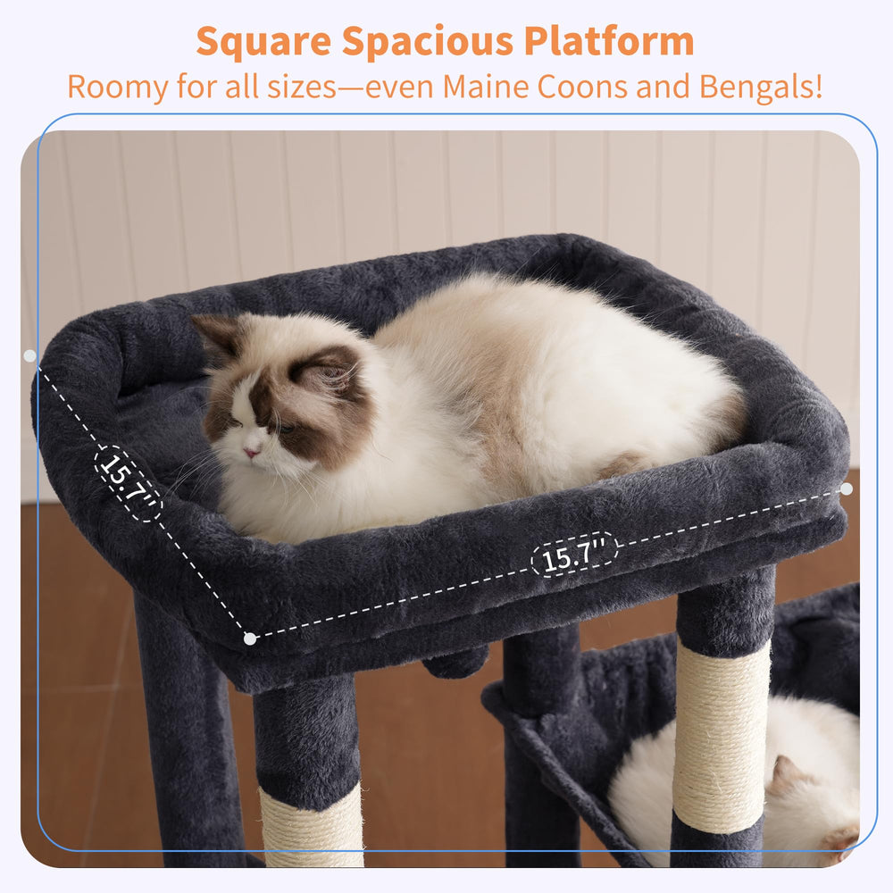 Heybly Heavy Duty Cat Tree four-level structure encourages climbing and independent play.