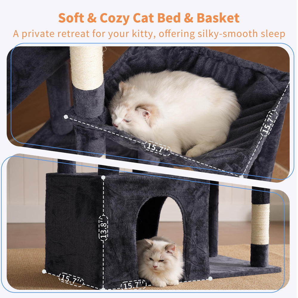 Heybly Heavy Duty Cat Tree hammock offers cozy lounging and surveying the room.